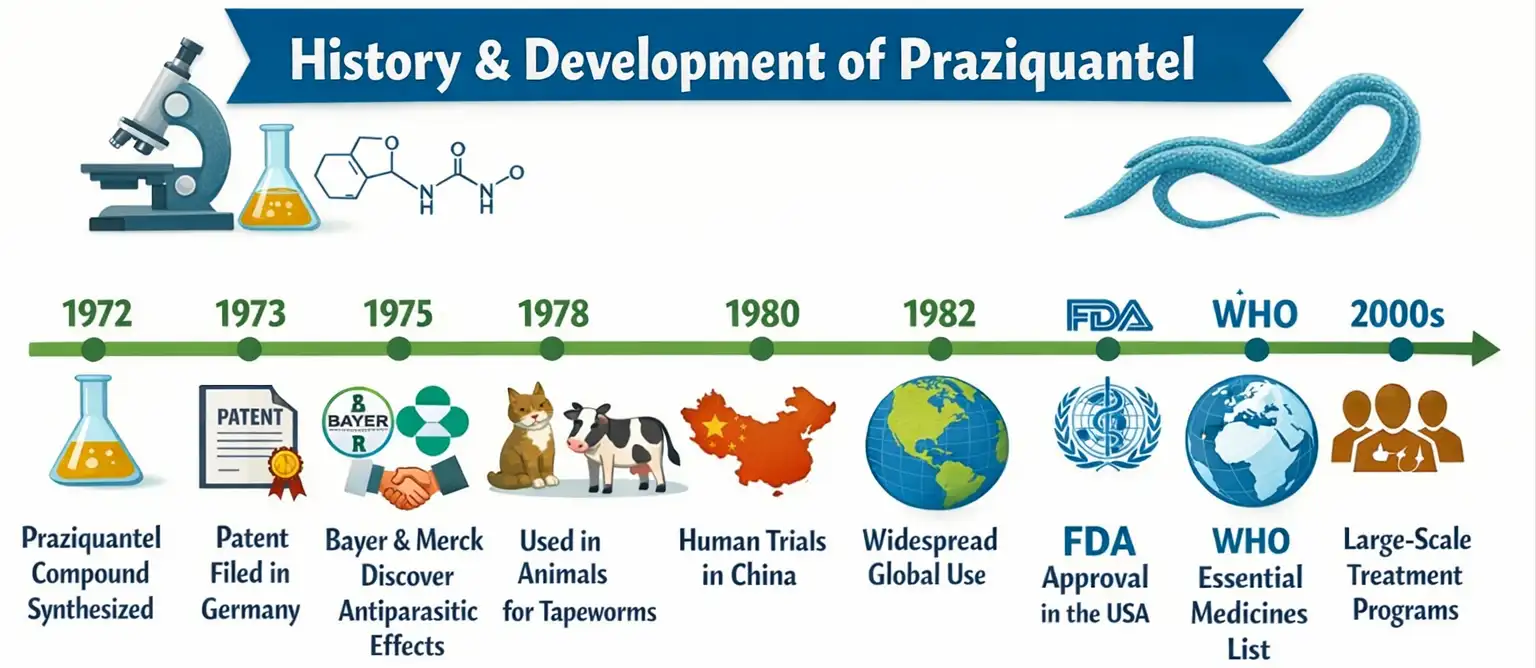 history and development of praziquantel