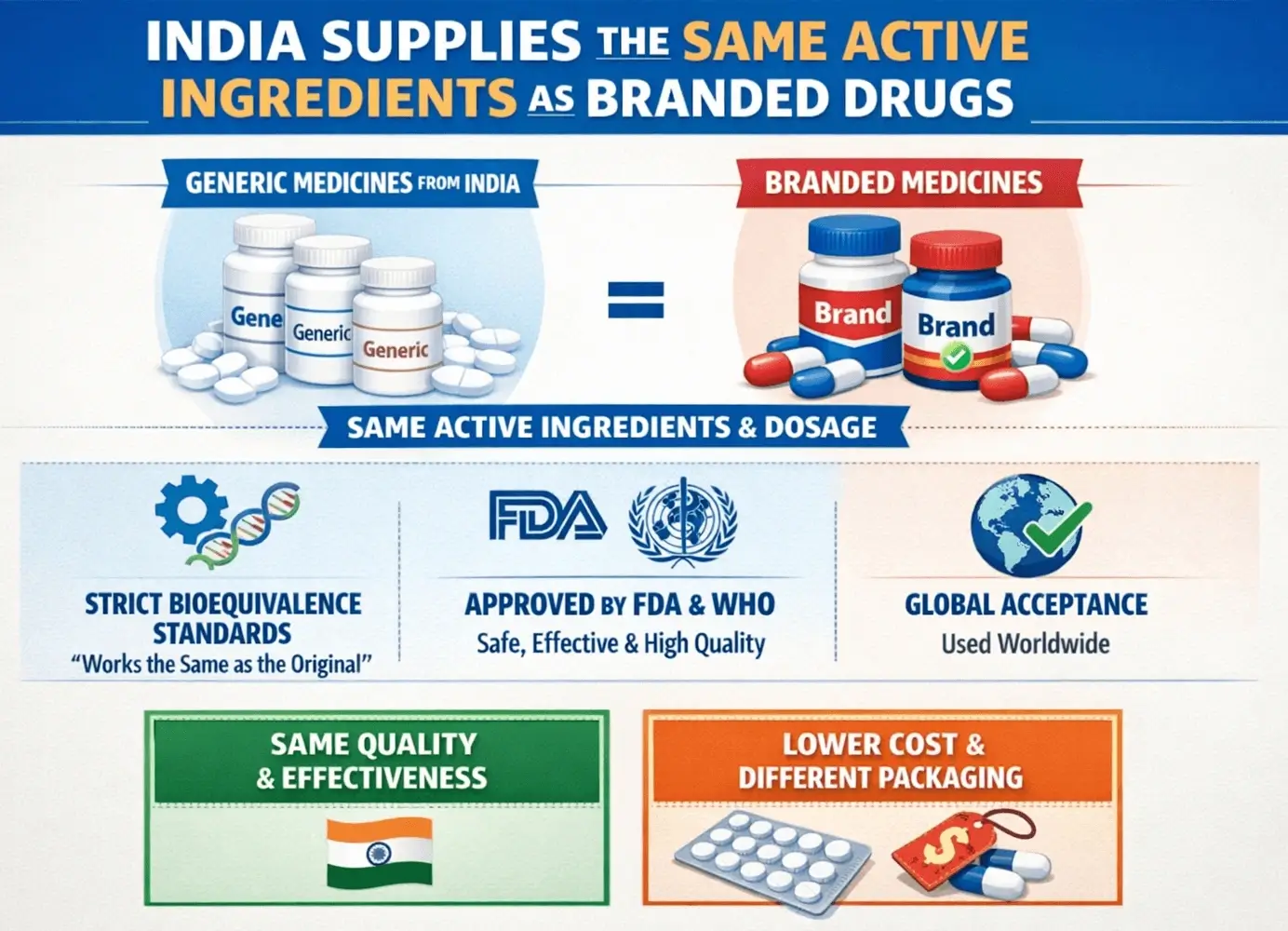 india supplies the same active ingredients as branded drugs