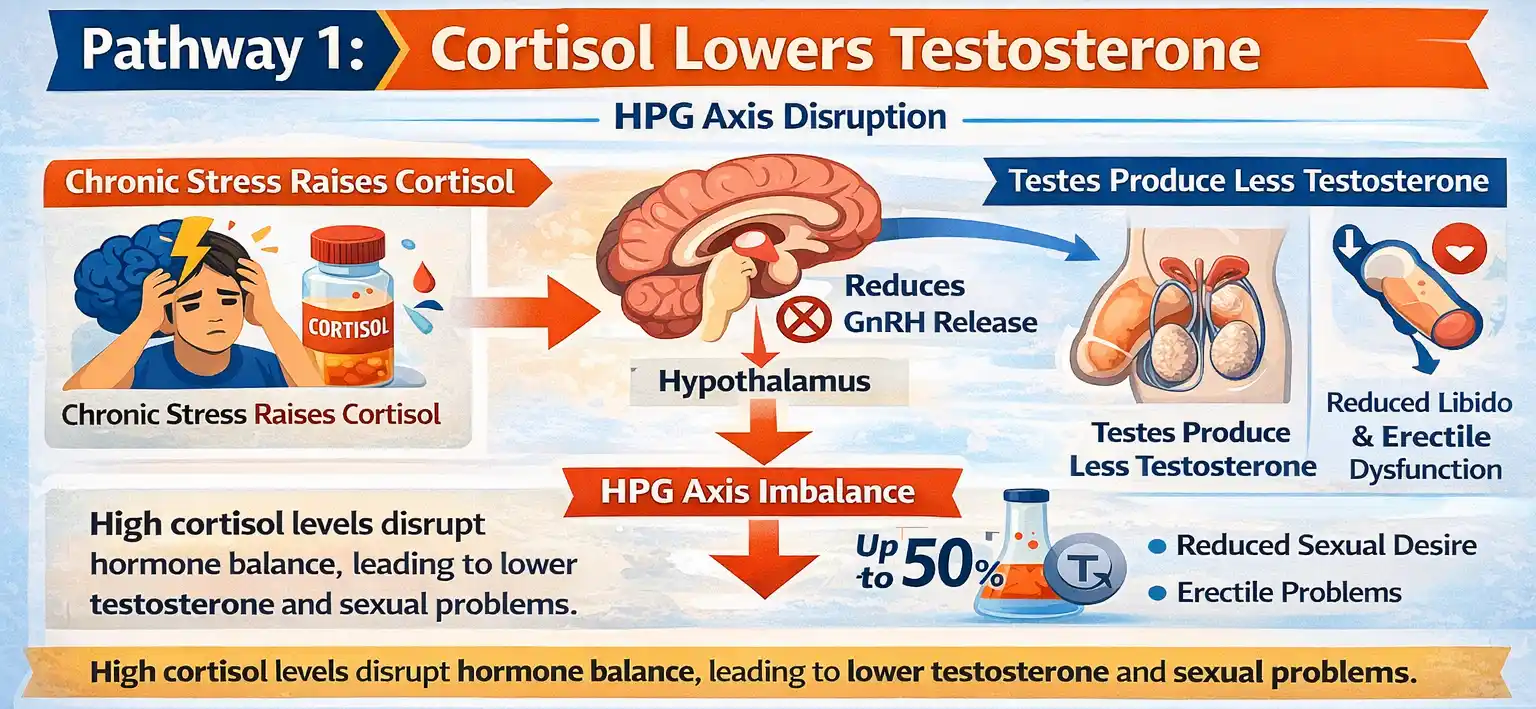 Pathway 1: Cortisol Lowers Testosterone (HPG Axis Disruption)
