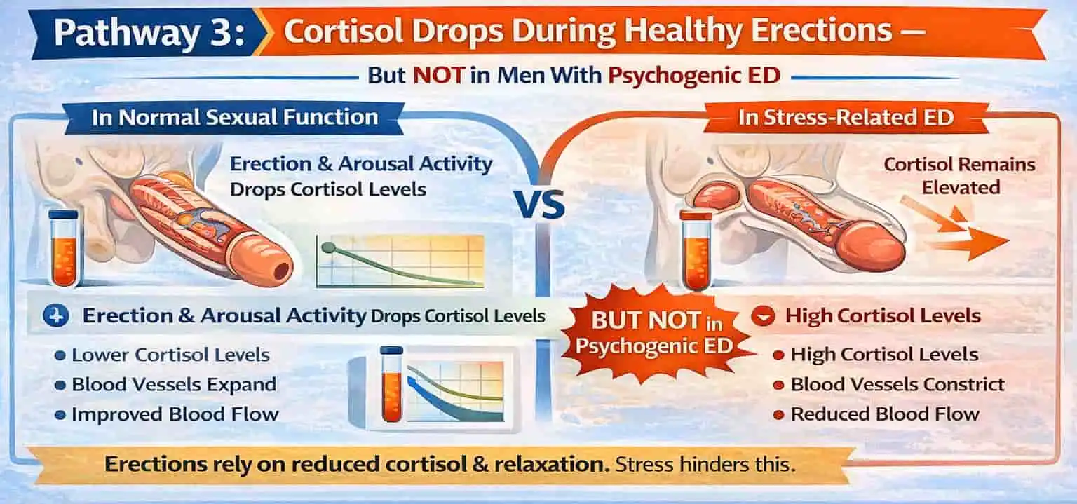pathway 3 cortisol drops during healthy erections - but not in men with psychogenic ed