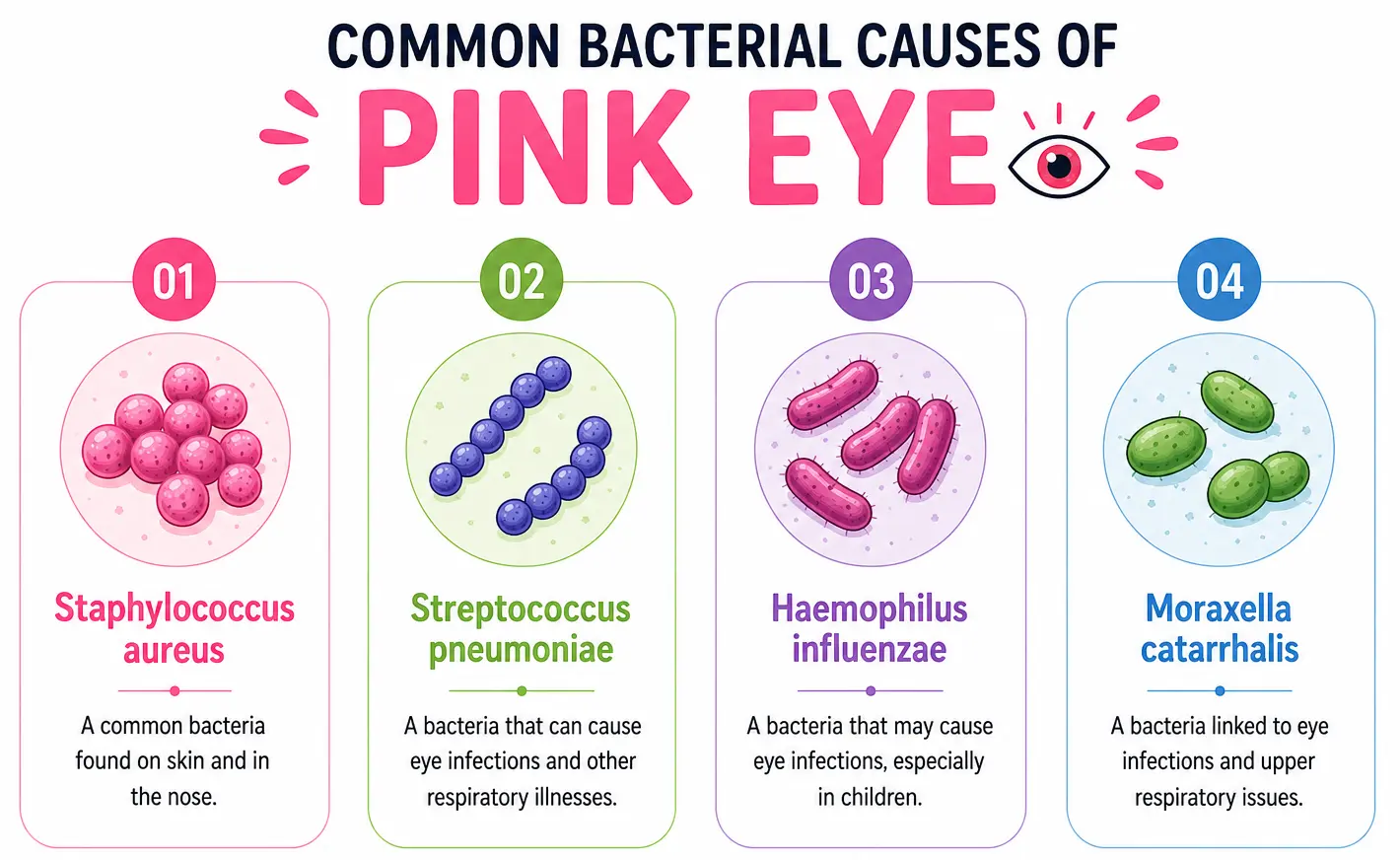 Bacteria that can cause pink Eye include