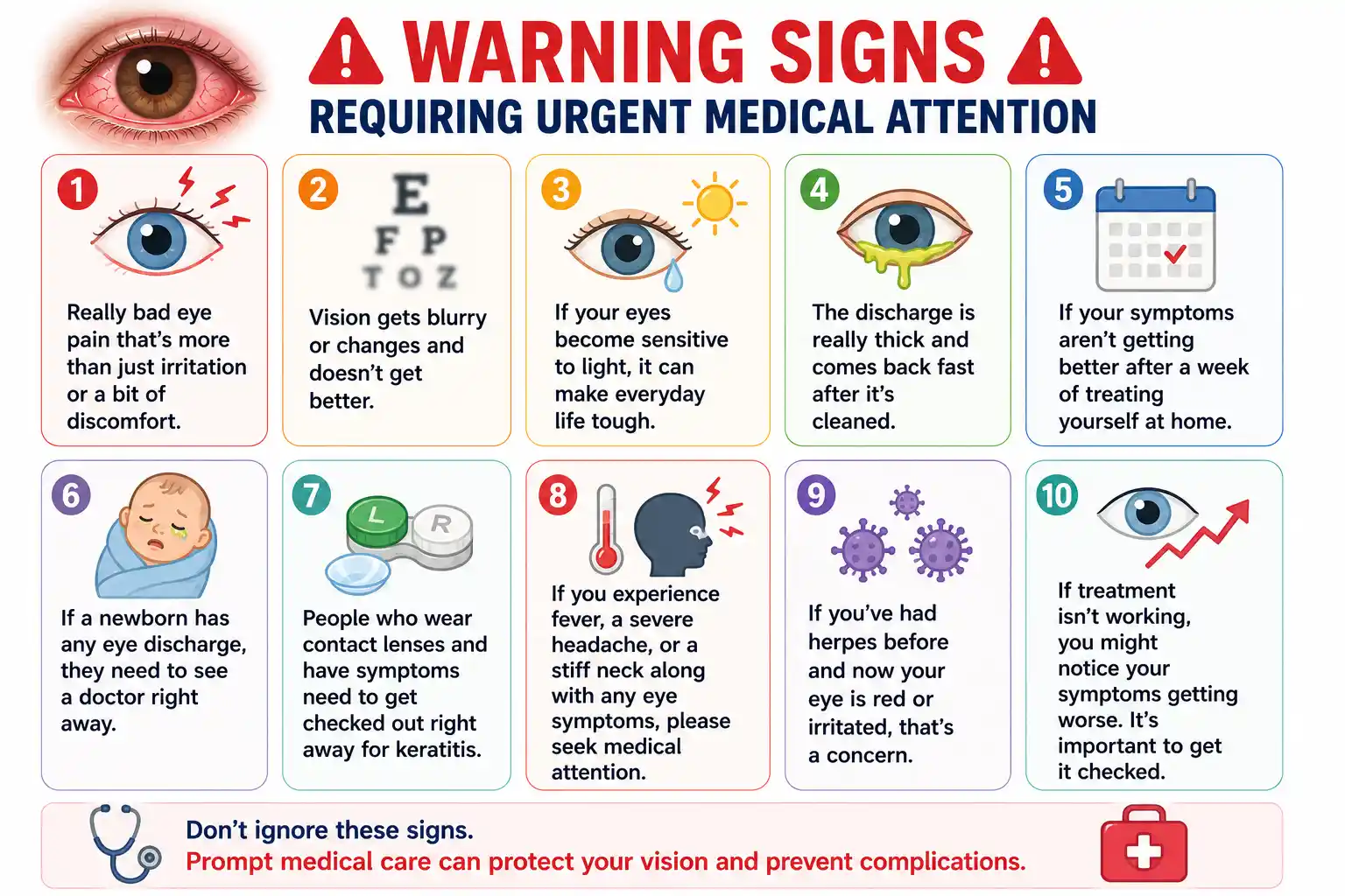Warning signs requiring urgent medical attention